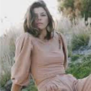 Bellflower top in golden straw, size S